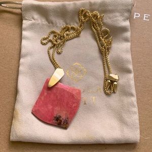 Kendra Scott gold adjustable necklace with coral stone